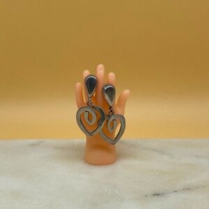 Vintage spiral heart earrings silver Mexico 925 - 00G044
